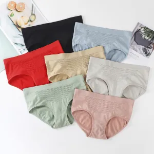 Women's Mid-Waist Pure Cotton Crotch Belly Control Buttocks Honeycomb Seamless Underwear
