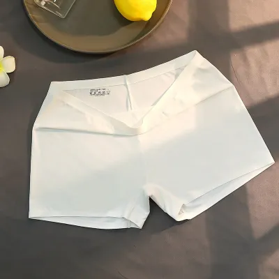 Women's Ice Silk Boxer Panties with Non-Marking Pure Cotton Crotch Mid-Waist Safety Design
