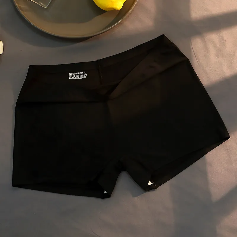Women's Ice Silk Boxer Panties with Non-Marking Pure Cotton Crotch Mid-Waist Safety Design