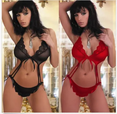 Women's Transparent Hollow One-Piece Sexy Underwear Bra Set