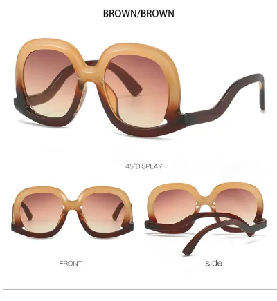 Women Personality Retro Large Frame Round Sunglasses