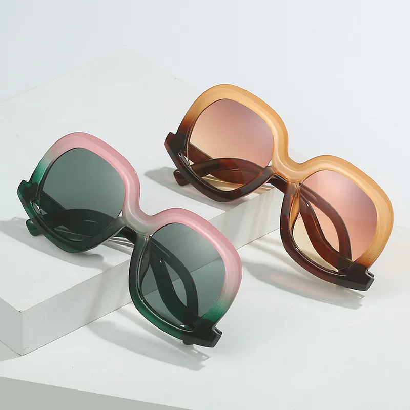 Women Personality Retro Large Frame Round Sunglasses