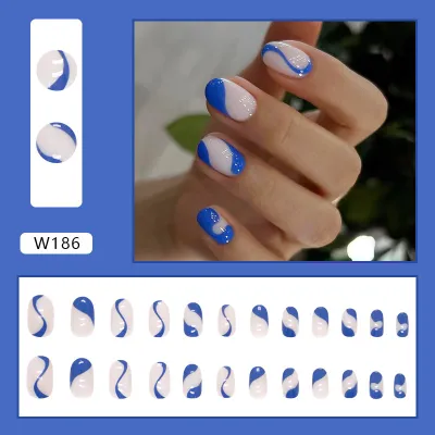 Women's Fashion Colorful Star Stripe Purple Smiley Face Star Cloud Wearable False Nails