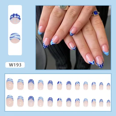 Women's Fashion Colorful Star Stripe Purple Smiley Face Star Cloud Wearable False Nails