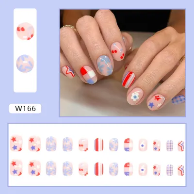 Women's Fashion Colorful Star Stripe Purple Smiley Face Star Cloud Wearable False Nails