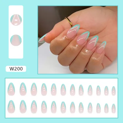Women's Fashion Colorful Star Stripe Purple Smiley Face Star Cloud Wearable False Nails