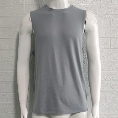 Men's Casual Round Neck Solid Color Loose Sleeveless Cotton Vest