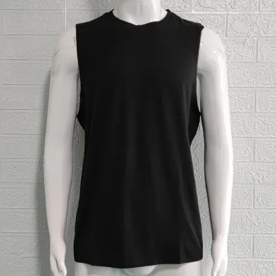 Men's Casual Round Neck Solid Color Loose Sleeveless Cotton Vest