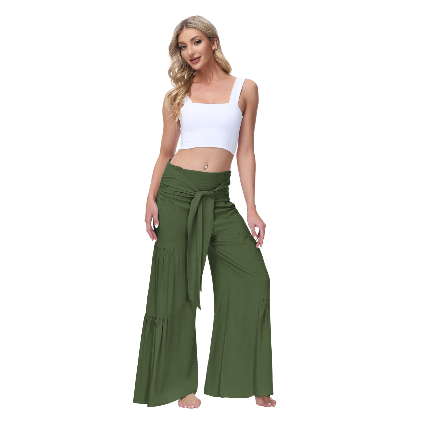 Wholesale Fashion Women Vacation Solid Color High Waist