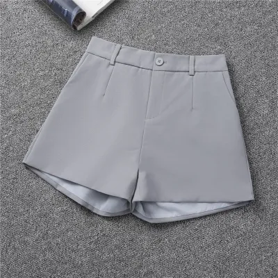 Women Summer Solid Color High Waist Loose Wide Barrel Shorts
