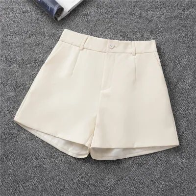 Women Summer Solid Color High Waist Loose Wide Barrel Shorts