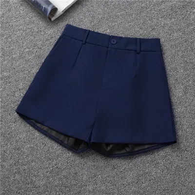 Women Summer Solid Color High Waist Loose Wide Barrel Shorts