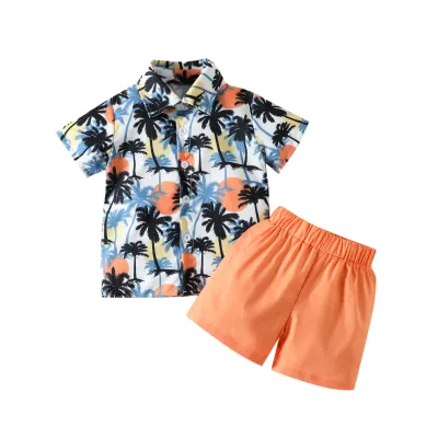 Toddlers Newborn Baby Fashion Boys Printed Floral Shirt And Shorts Set Casual Two Piece