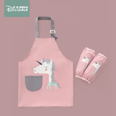 Baby Waterproof Painting Coverall Anti-Dirty Apron Polyester Fiber Cartoon Unisex