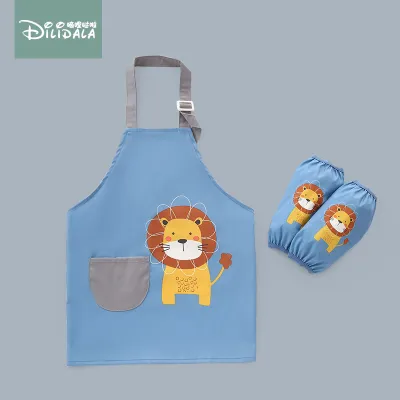 Baby Waterproof Painting Coverall Anti-Dirty Apron Polyester Fiber Cartoon Unisex