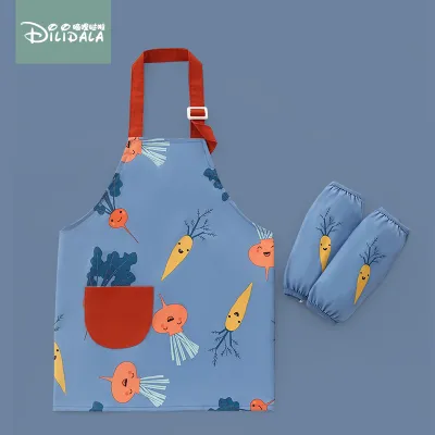 Baby Waterproof Painting Coverall Anti-Dirty Apron Polyester Fiber Cartoon Unisex