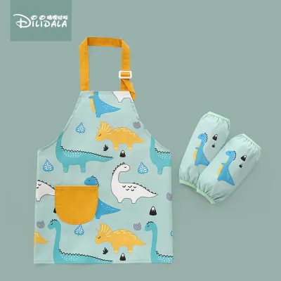 Baby Waterproof Painting Coverall Anti-Dirty Apron Polyester Fiber Cartoon Unisex