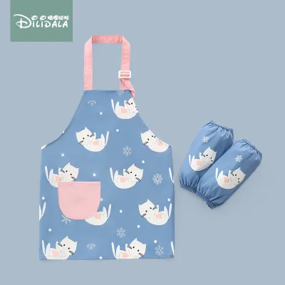Baby Waterproof Painting Coverall Anti-Dirty Apron Polyester Fiber Cartoon Unisex