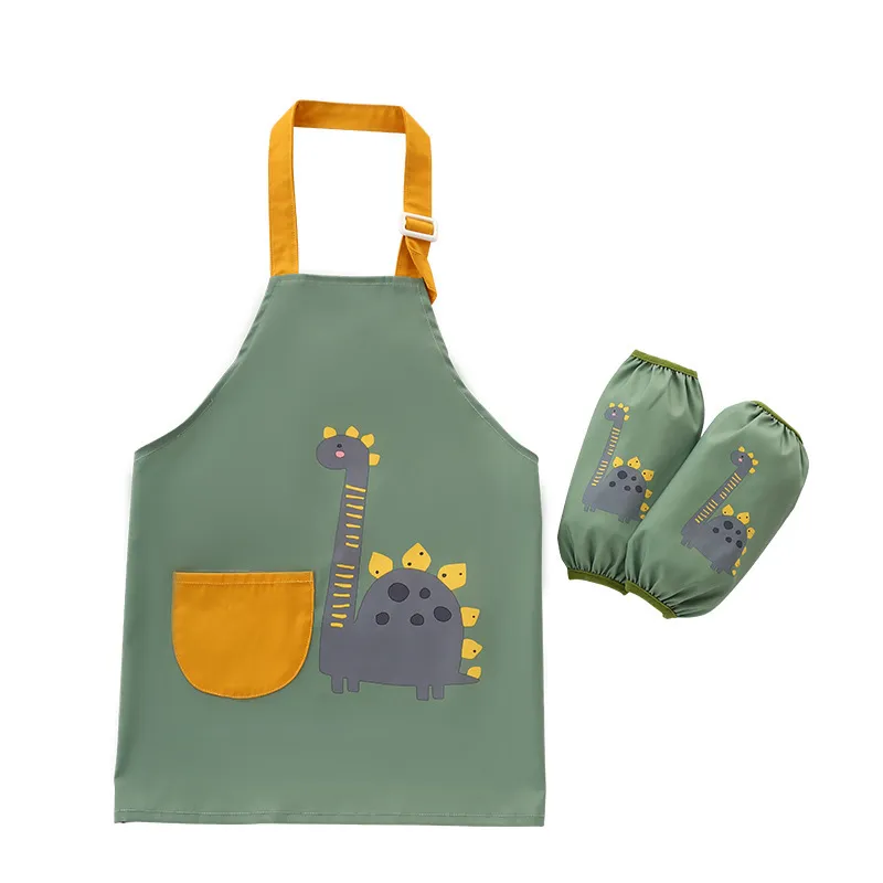Baby Waterproof Painting Coverall Anti-Dirty Apron Polyester Fiber Cartoon Unisex