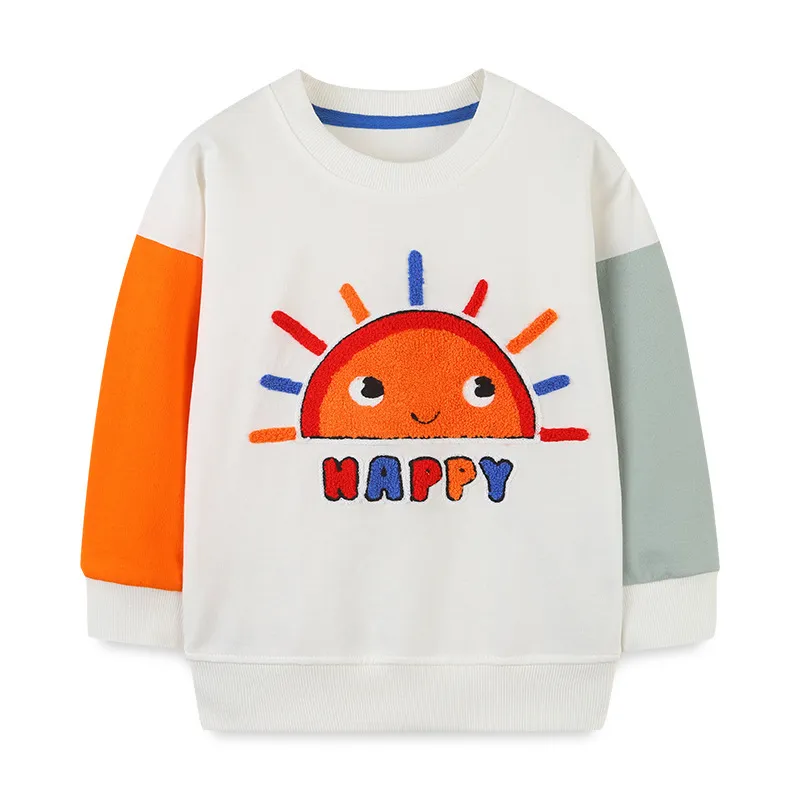 Children Kids Baby Girls Long Sleeve Cartoon Sun Print Round Neck Pullover Sweatshirt