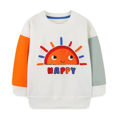 Children Kids Baby Girls Long Sleeve Cartoon Sun Print Round Neck Pullover Sweatshirt