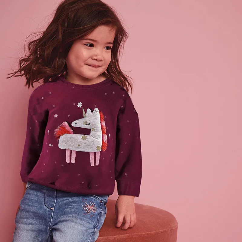 Unicorn Print Kids Baby Girls Long Sleeve Cotton Pullover Sweatshirt 0-3T