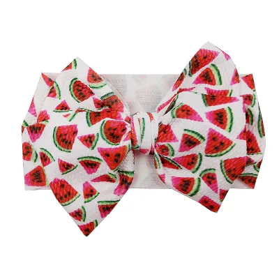 Newborn Baby Girls Fashion Print Bow Elastic Fabric Headband