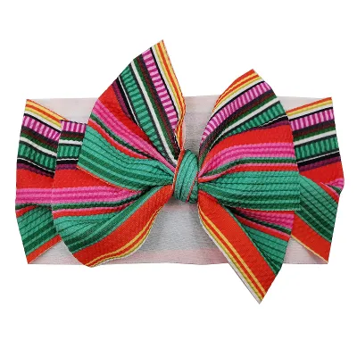 Newborn Baby Girls Fashion Print Bow Elastic Fabric Headband