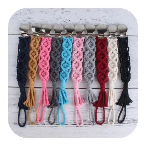 Children Newborn Baby Fashion Woven Anti-Drop Pacifier Chains Cotton Rope