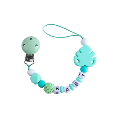 Children Newborn Baby Fashion Cartoon Leaf Anti-Drop Pacifier Chains Silicone Grass Plastic