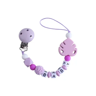 Children Newborn Baby Fashion Cartoon Leaf Anti-Drop Pacifier Chains Silicone Grass Plastic