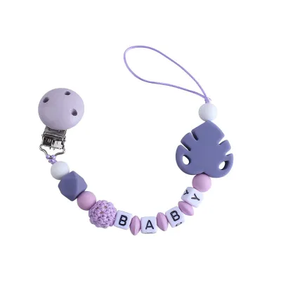 Children Newborn Baby Fashion Cartoon Leaf Anti-Drop Pacifier Chains Silicone Grass Plastic
