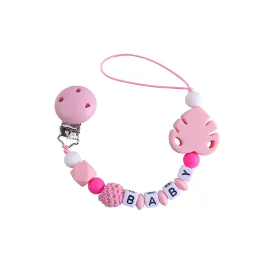 Children Newborn Baby Fashion Cartoon Leaf Anti-Drop Pacifier Chains Silicone Grass Plastic