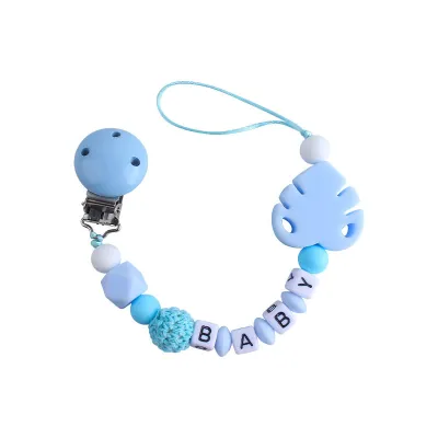 Children Newborn Baby Fashion Cartoon Leaf Anti-Drop Pacifier Chains Silicone Grass Plastic