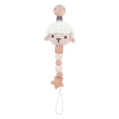 Children Newborn Baby Fashion Cartoon Animal Anti-Drop Pacifier Chains Beech Cotton
