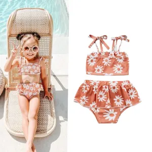 Toddlers Newborn Baby Fashion Girls Strap Sunflower Swimsuit