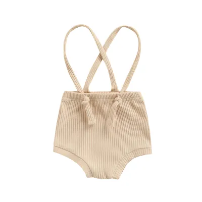 Toddlers Newborn Baby Fashion Girls Boys Pit Strip Solid Color Cotton Straps Romper Unisex Casual Middle Waist
