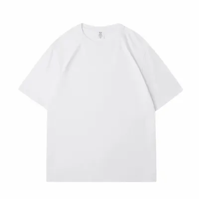 Men's Casual Solid Color Loose Round Neck Short-Sleeved Cotton T-Shirt