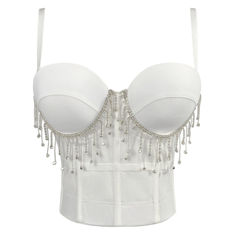 Wholesale Women Fashion Rhinestone Tassel Camisole Corset Wholesale Women Fashion Rhinestone Tassel Camisole Corset