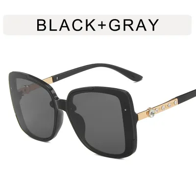 Women Rhinestone Oversized Retro Fashion Metal Sunglasses