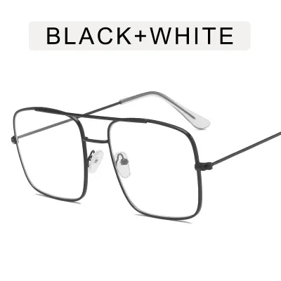 Women's Large Retro Square Frame Metal Sunglasses with AC Lens