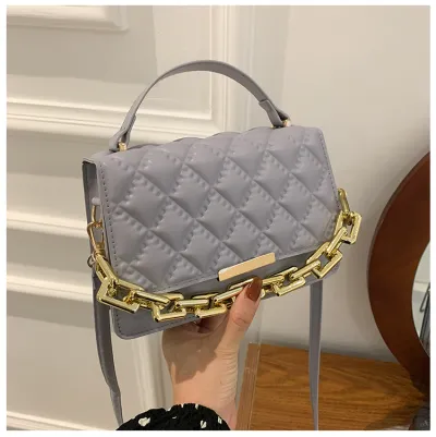 Women Fashion Solid Color Rhombus PU Messenger Crossbody Bag with Magnetic Buckle