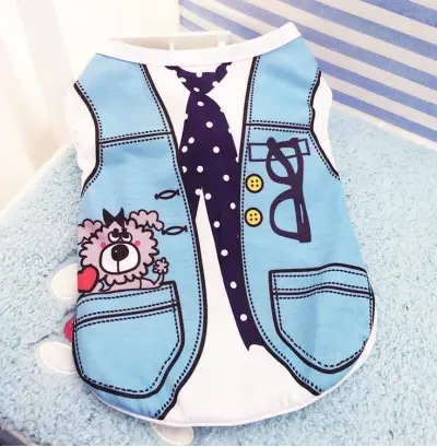 Fashion Fake Straps Mesh Breathable Pet Teddy Dog Vest Clothes
