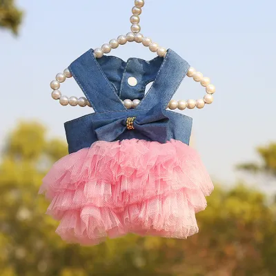 Spring Summer Dog Cat Clothes Stripe Suspender Mesh Skirt Princess Style