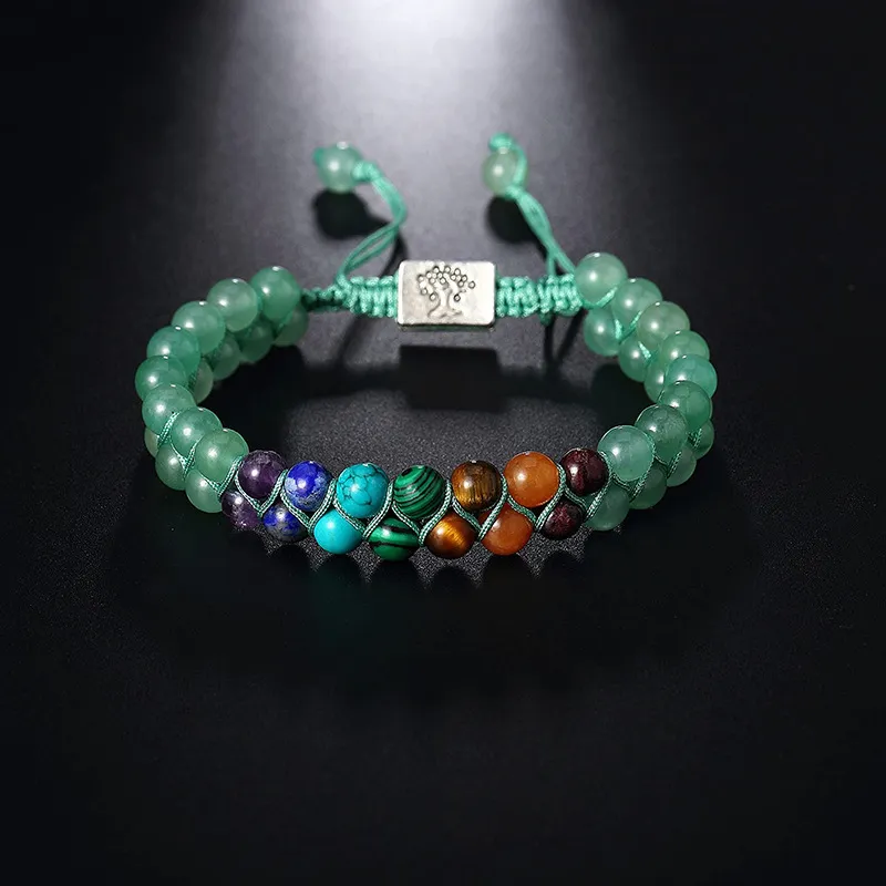 Unisex Casual Bohemian Turquoise Colorful Natural Stone Double Layer Bracelet