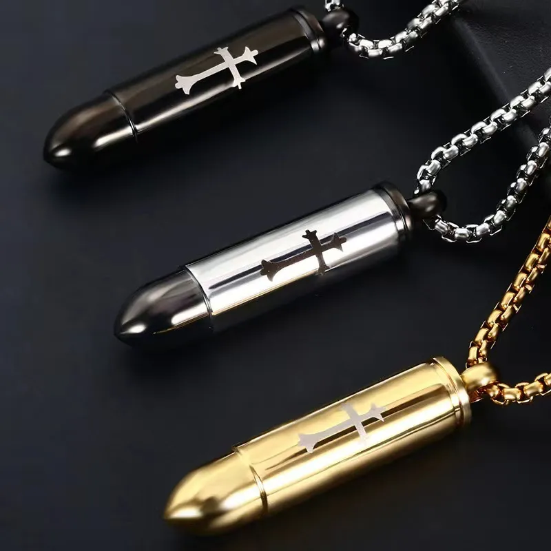 Men's Fashion Bullet Pendant Titanium Steel Necklace