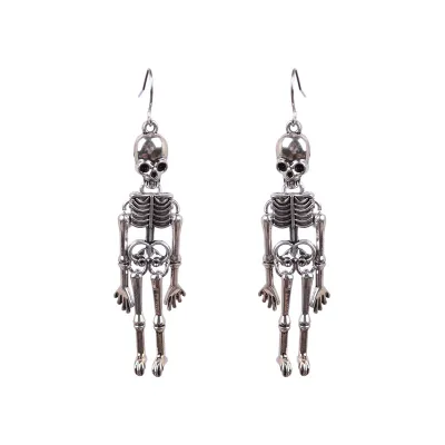 Women Skull Bones Exaggerated Nightclub Punk Style Earrings Jewelry