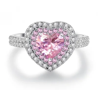 Fashion Women Heart-Shaped Full Imitation Rhinestone Diamond Wedding Inlay Ring
