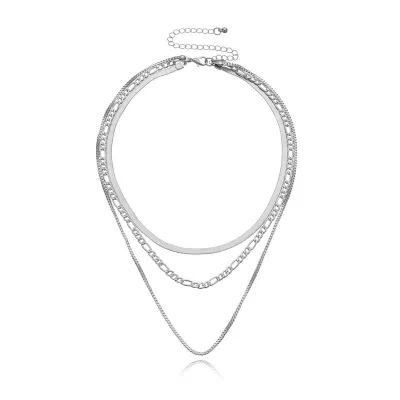 Women's Trendy Punk Layered Geometric Box Chain Necklace