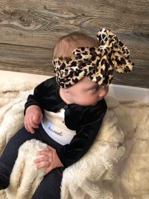 Children Kids Baby Fashion Girls Leopard Print Elastic Bow Tie Headband